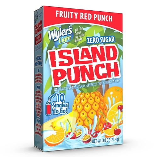 Wylers Light Island Punch Fruity Red Punch Drink Mix, 10 Count, 12 Per Case